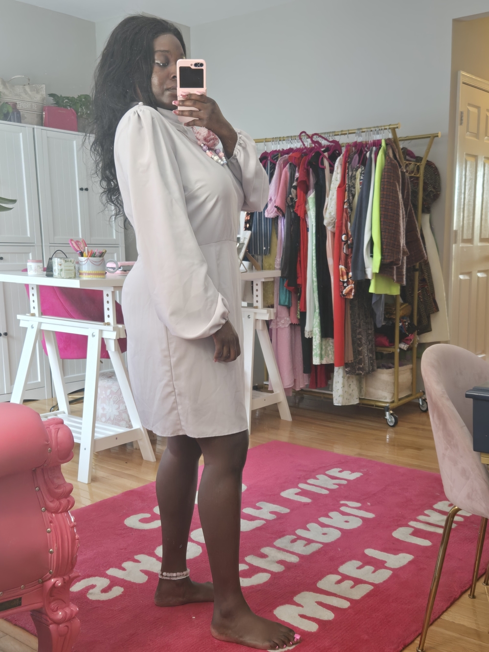ASOS - Pale Purple Long-Sleeve Mini Shift Dress